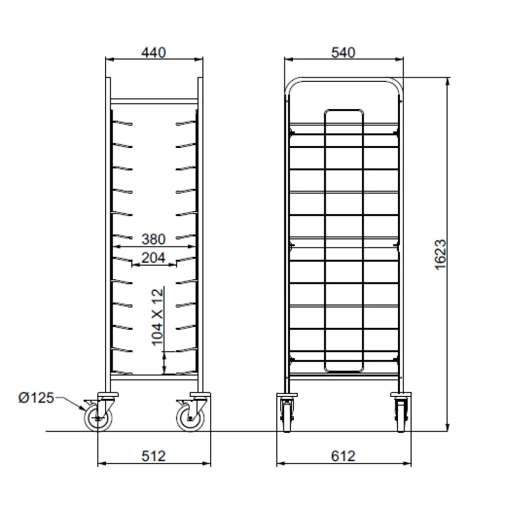 12 Padėklų Nešėjų Vežimėlis