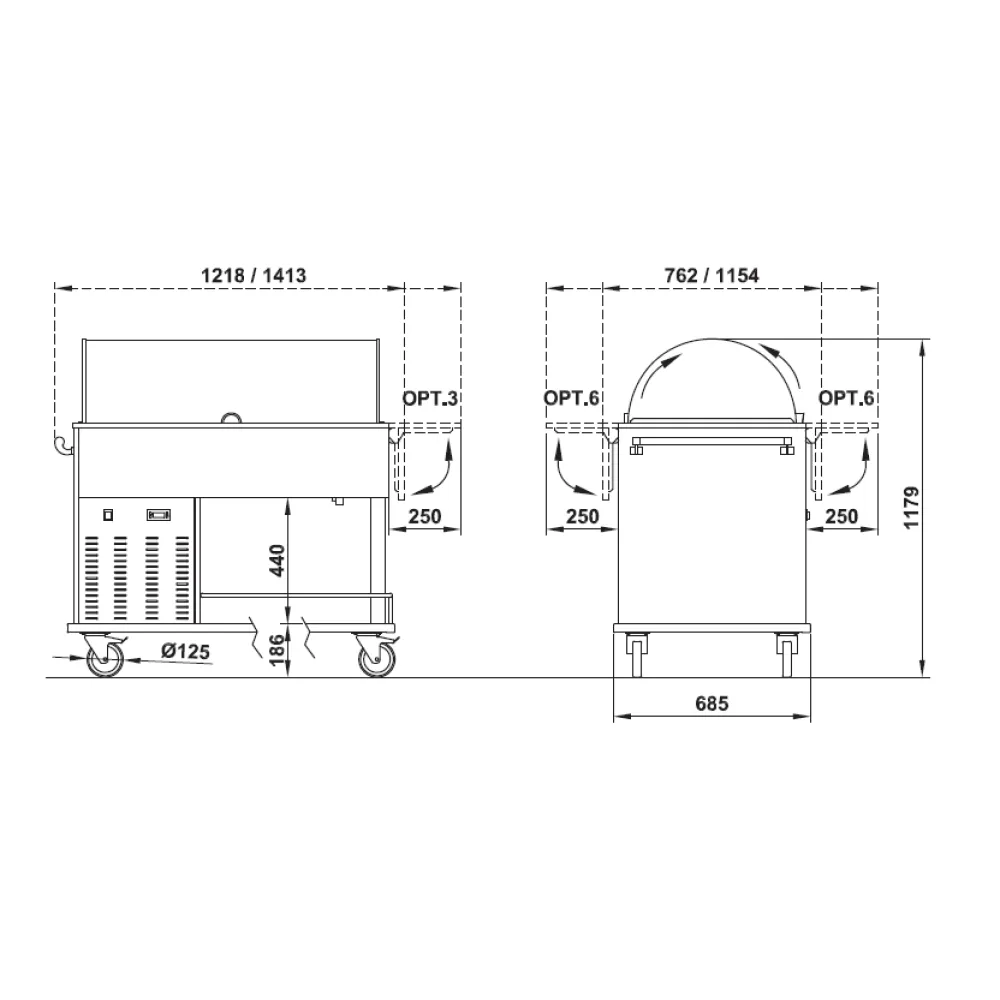 CHARIOT RÉFRIGÉRÉ AVEC OUVERTURE DOMADE ZEUS