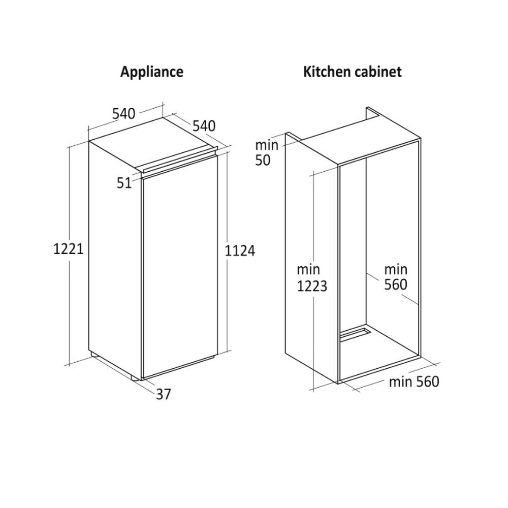 Integreeritud külmik BIK 222 W