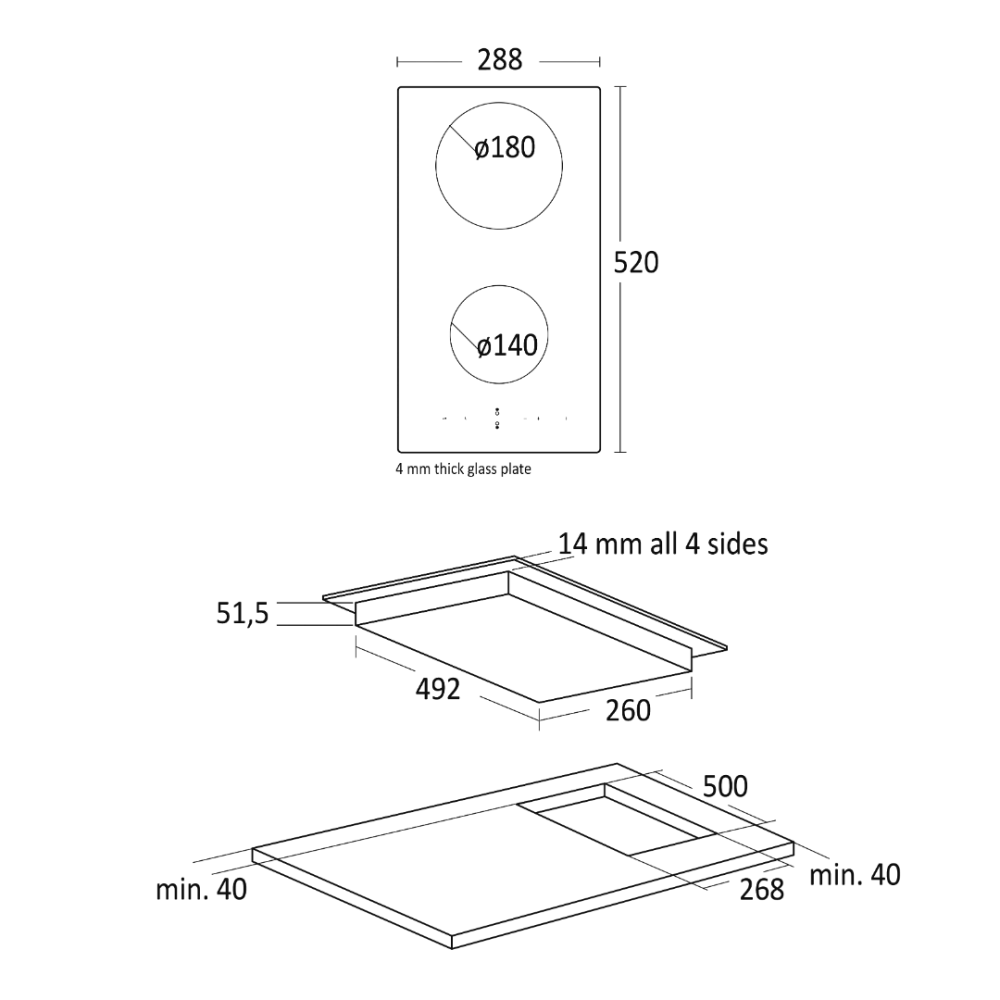 Indukcijas plīts virsma K 52 Domino