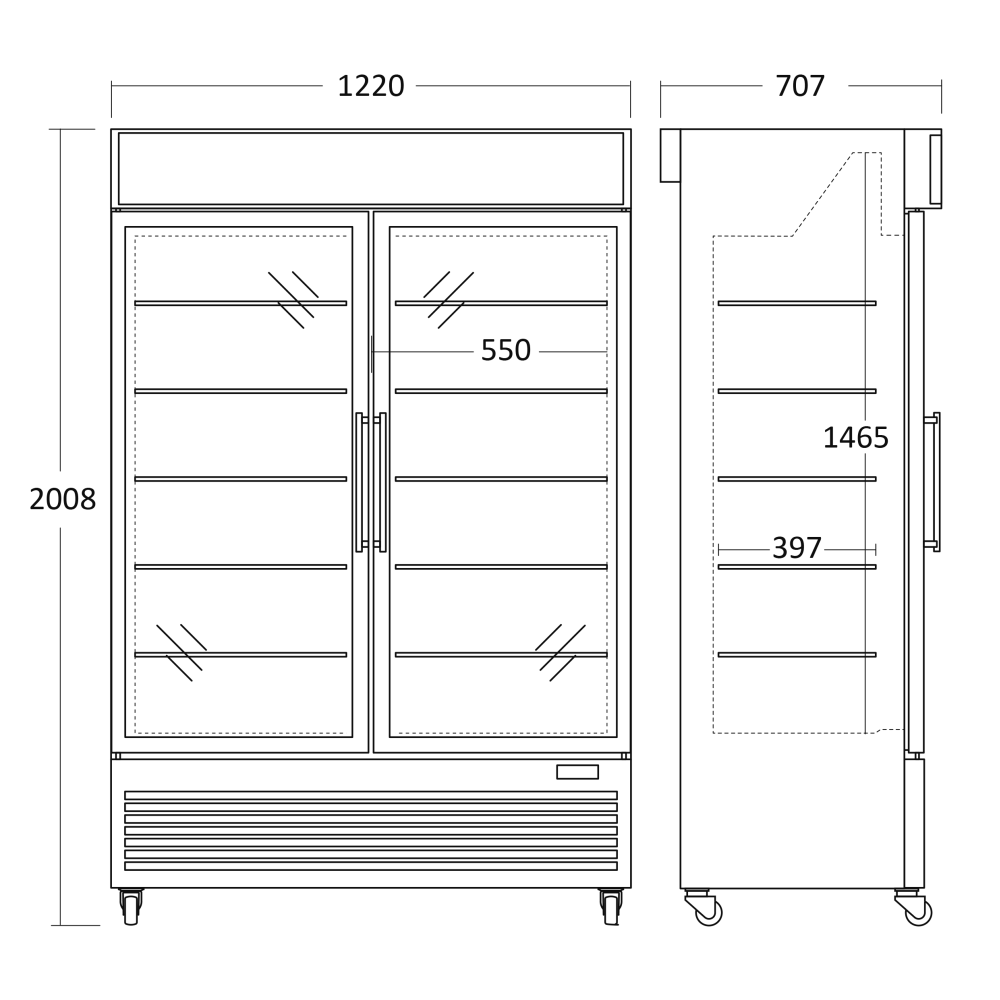 Sügavkülma vitriin 684 l DF800BE (25324010000DF800BE)