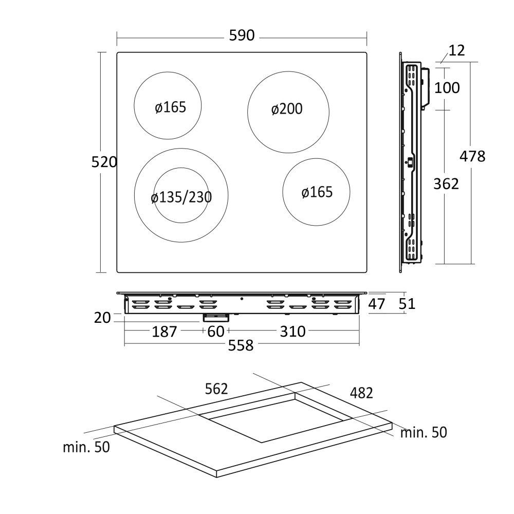 Keraamiline pliidiplaat HOC60F (33058110000HOC60F)
