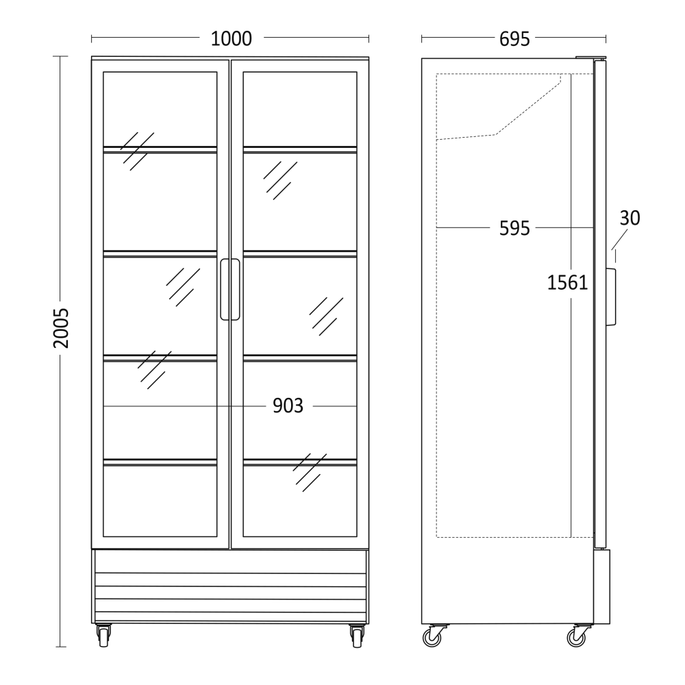 Külmik-vitriin, must 660L SD 826 BE (26310826BE10000)