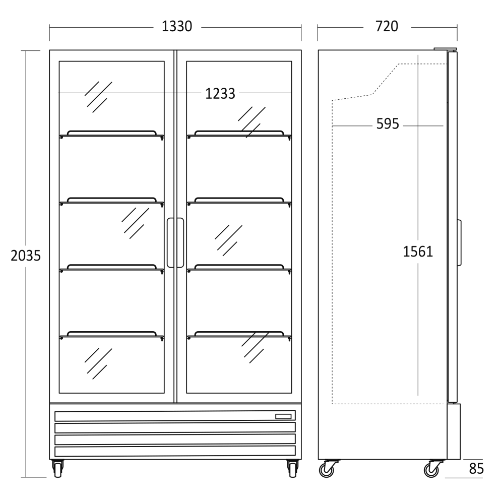 Külmik-vitriin, must 917L SD 1326 BE (26311110000SD1326BE)