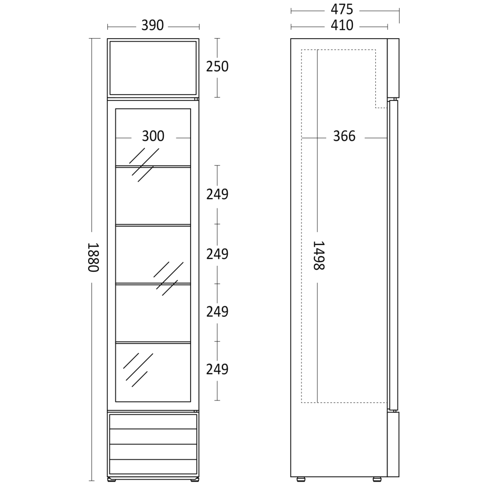 Külmik-vitriin, valge 133 l SD 217 E (26310217E110000)