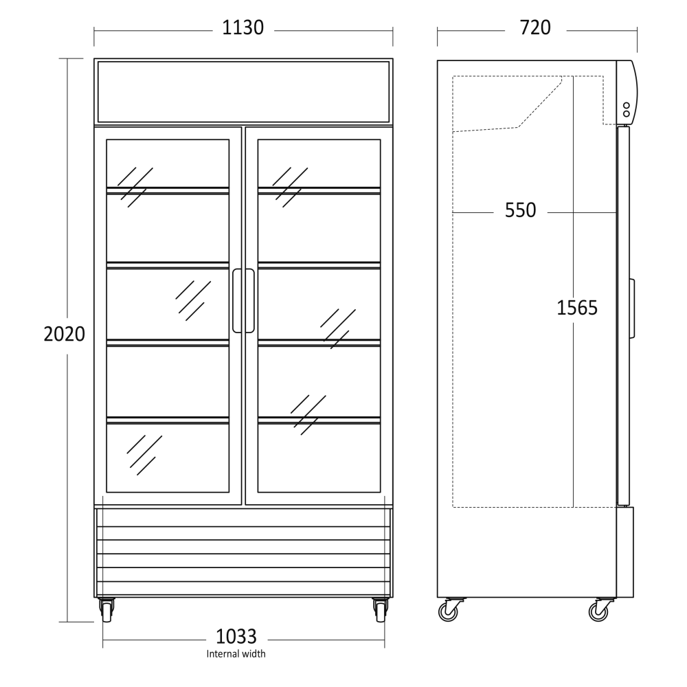 Külmik-vitriin, valge 758L SD 1002 HE (26311002HE310000)