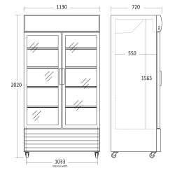 Külmik-vitriin, valge 758L SD 1002 HE
