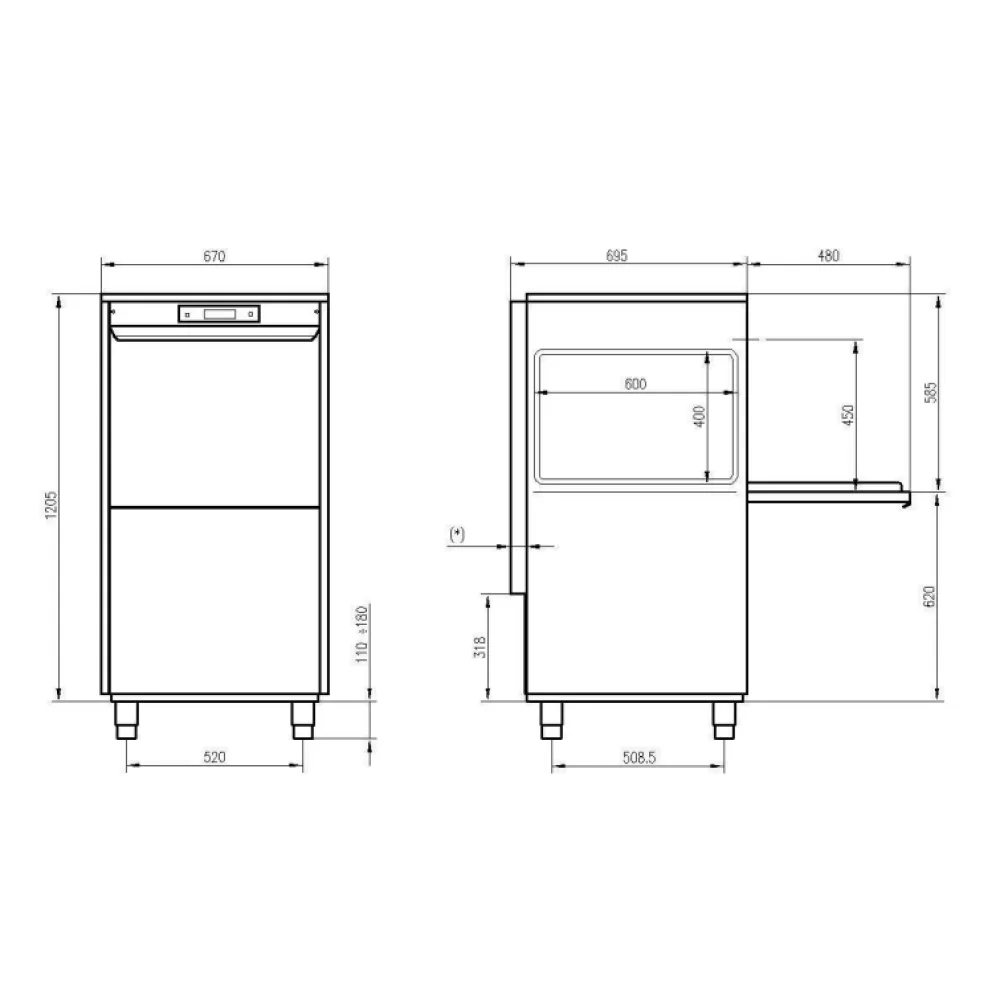 Nõudepesumasin, 500x600mm, UK 55/45 EPI PRS (UK55/45EPIPRS)