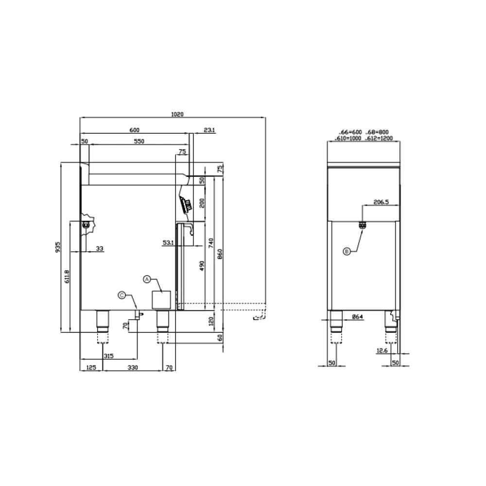 Gaasipliit elektriahjuga CFM4-66GEM/V (06690662)
