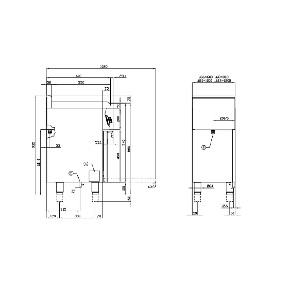 Gaasipliit elektriahjuga CF4-68GEM/V (06690860)