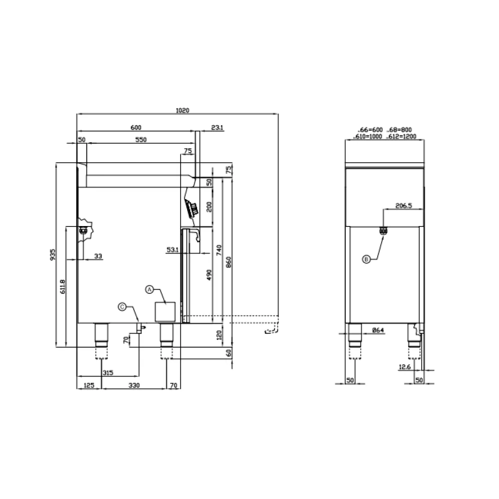 Gaasipliit elektriahjuga CF4-68GEM (06690861)