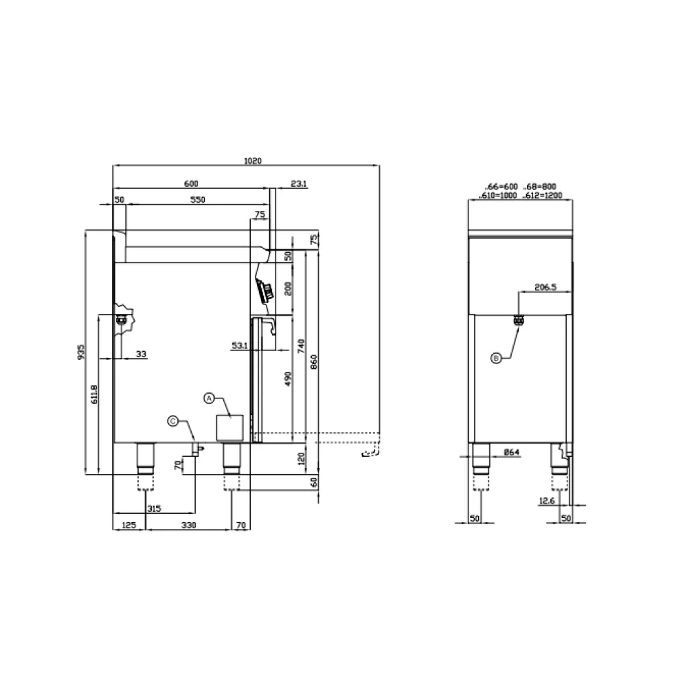 Gaasipliit elektriahjuga CF6-610GEM/V (06691060)