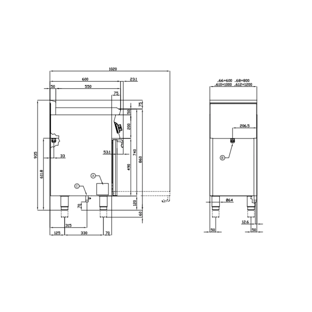 Gaasipliit elektriahjuga CF4-68GEM (06790861)