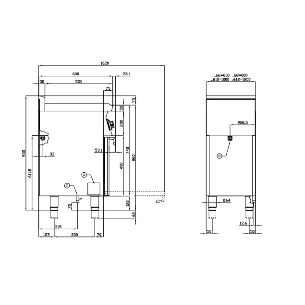 Gaasipliit elektriahjuga CFM2-68GEM (06790863)