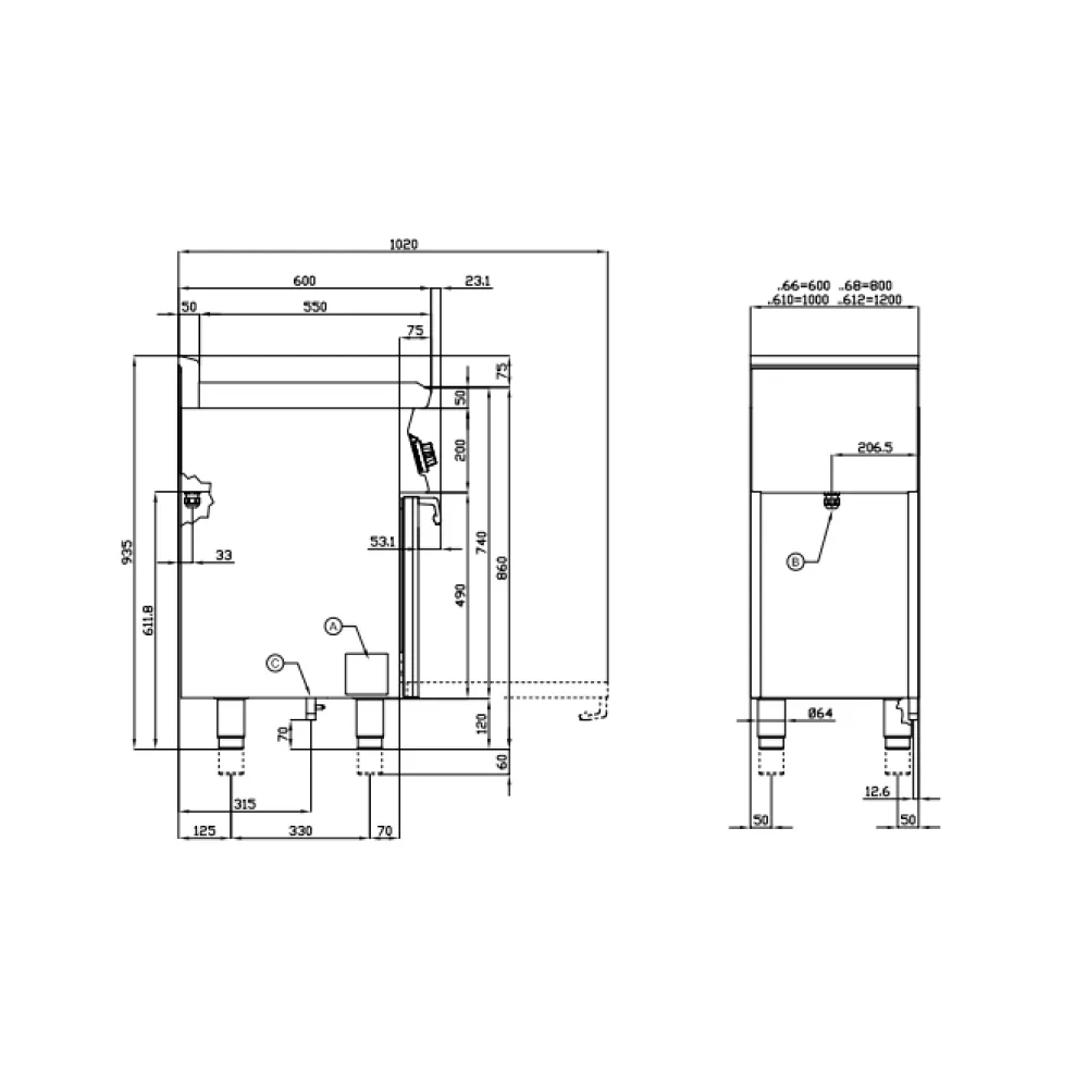 Gaasipliit elektriahjuga CFM2-68GEM/V (06790862)
