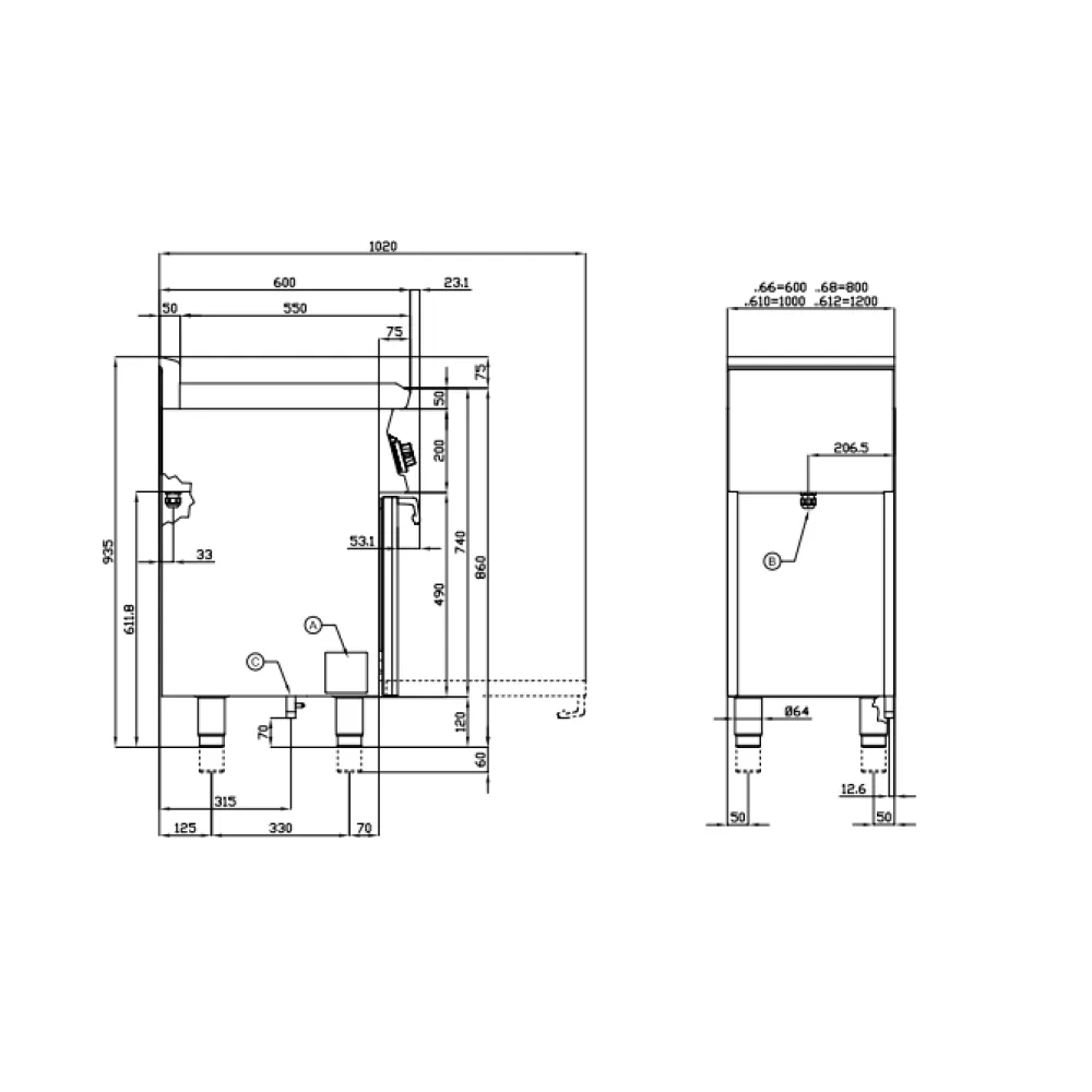 Gaasipliit elektriahjuga CFM3-612GEMV/V (06791262)