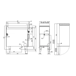 Gaasiga grillplaat 1/2 ribiline, neutraalse kapiga 90 FTLR-98G