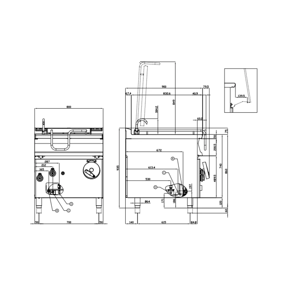Gaasiga kallutatav praepann MANUAL 80 l 90 MARINE BR80-98G (09340850)