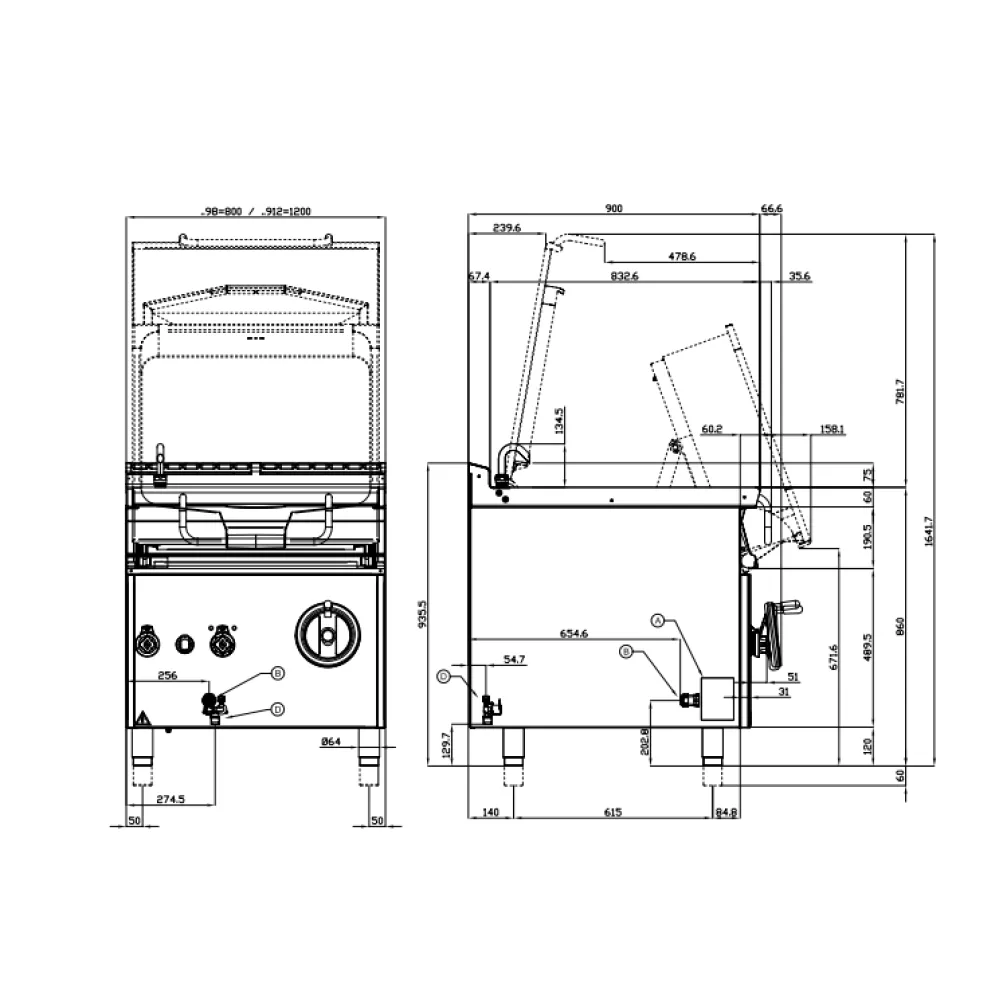 Gaasiga kallutatav praepann MANUAL 120L 90 BR120-912G (09341250)