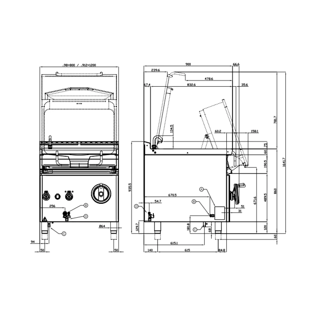 Gaasiga kallutatav praepann AUTOMATIC 120L 90 BRM120-912G (09341251)