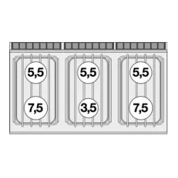 Gaasipliit elektriahjuga MULTIFUNCTION, 6 põletit 70 CFV6-712GPEV