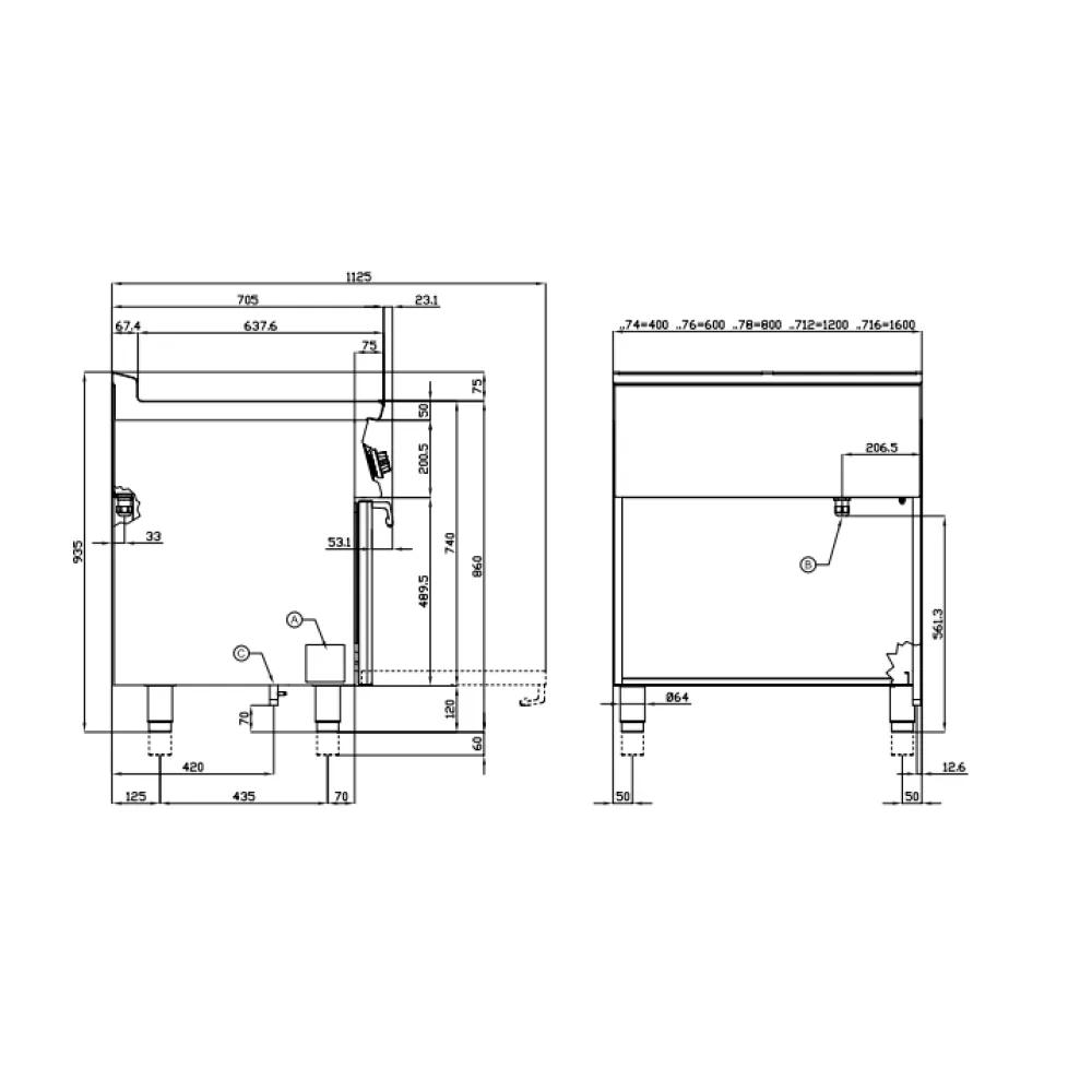 Gaasipliit elektriahjuga MULTIFUNCTION, 6 põletit 70 CFV6-712GPEV (08801260)