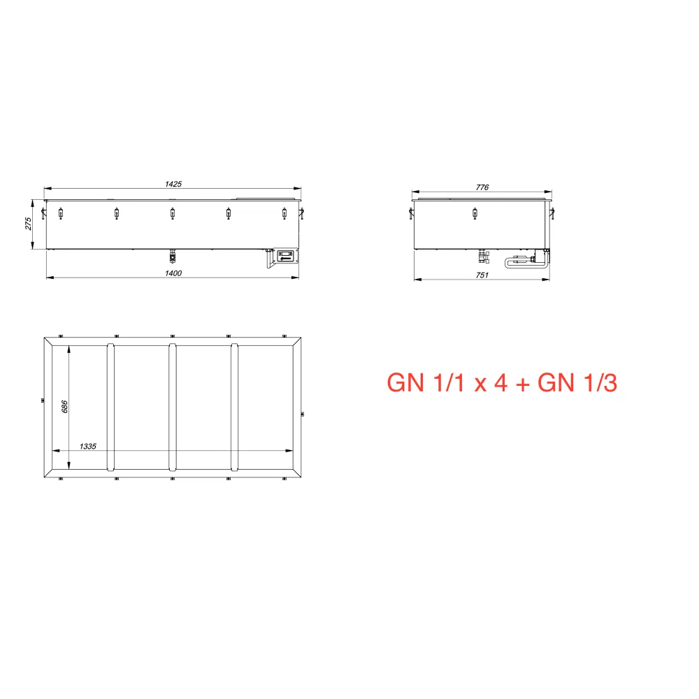Karstais marmīts ēdnīcai GN 1/1 + GN 1/3